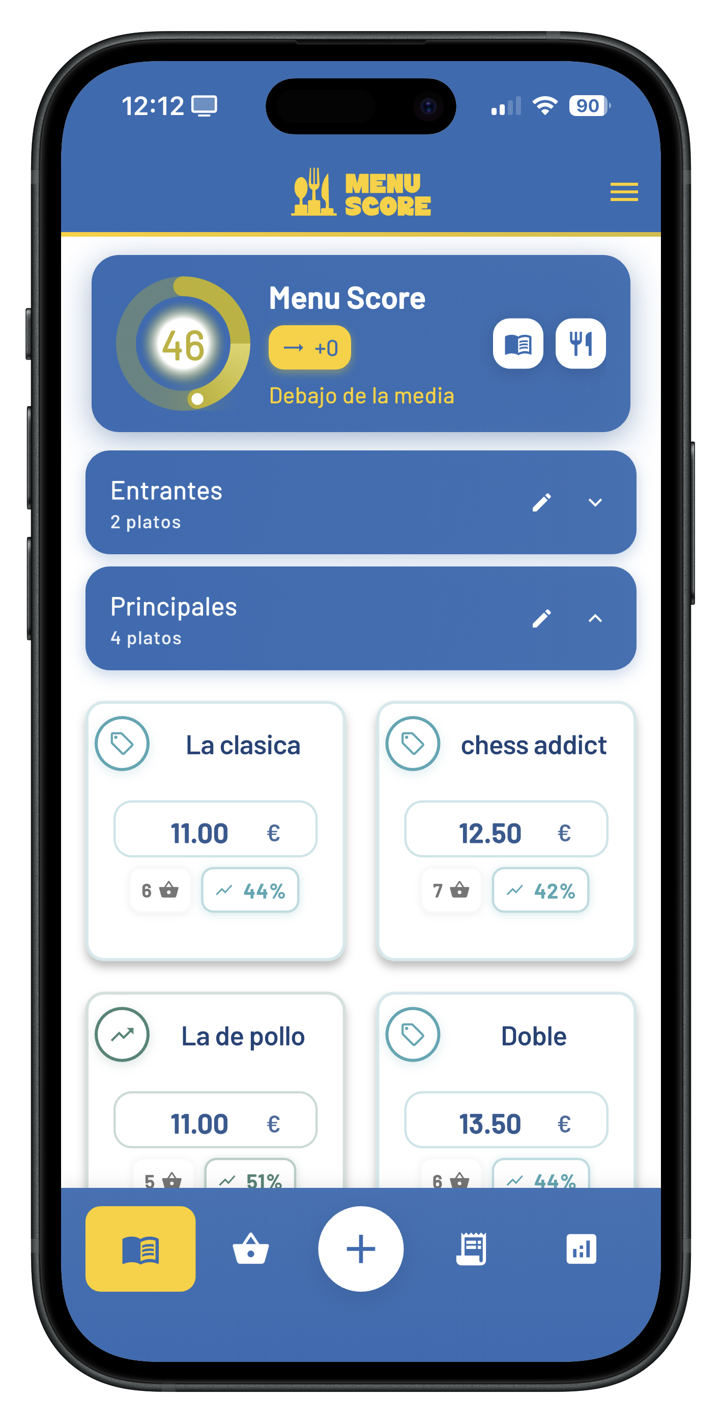 MenuScore - Panel principal