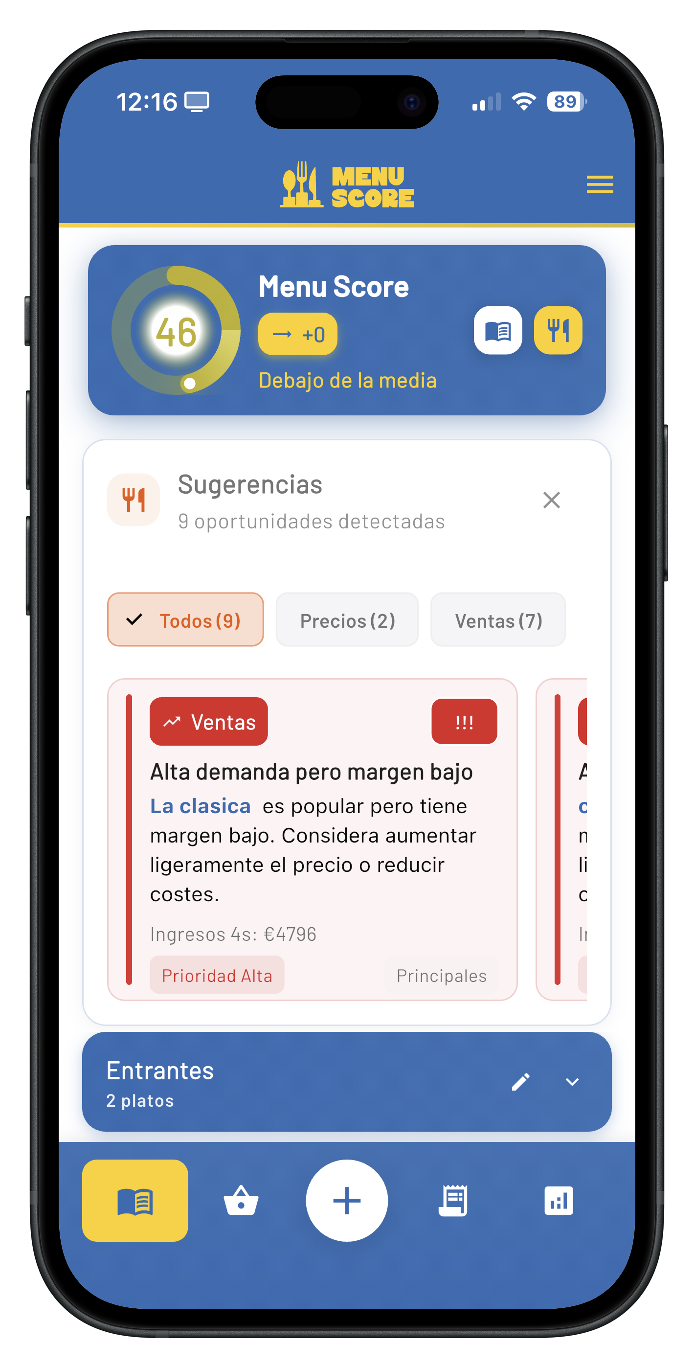 MenuScore - Registro de ventas